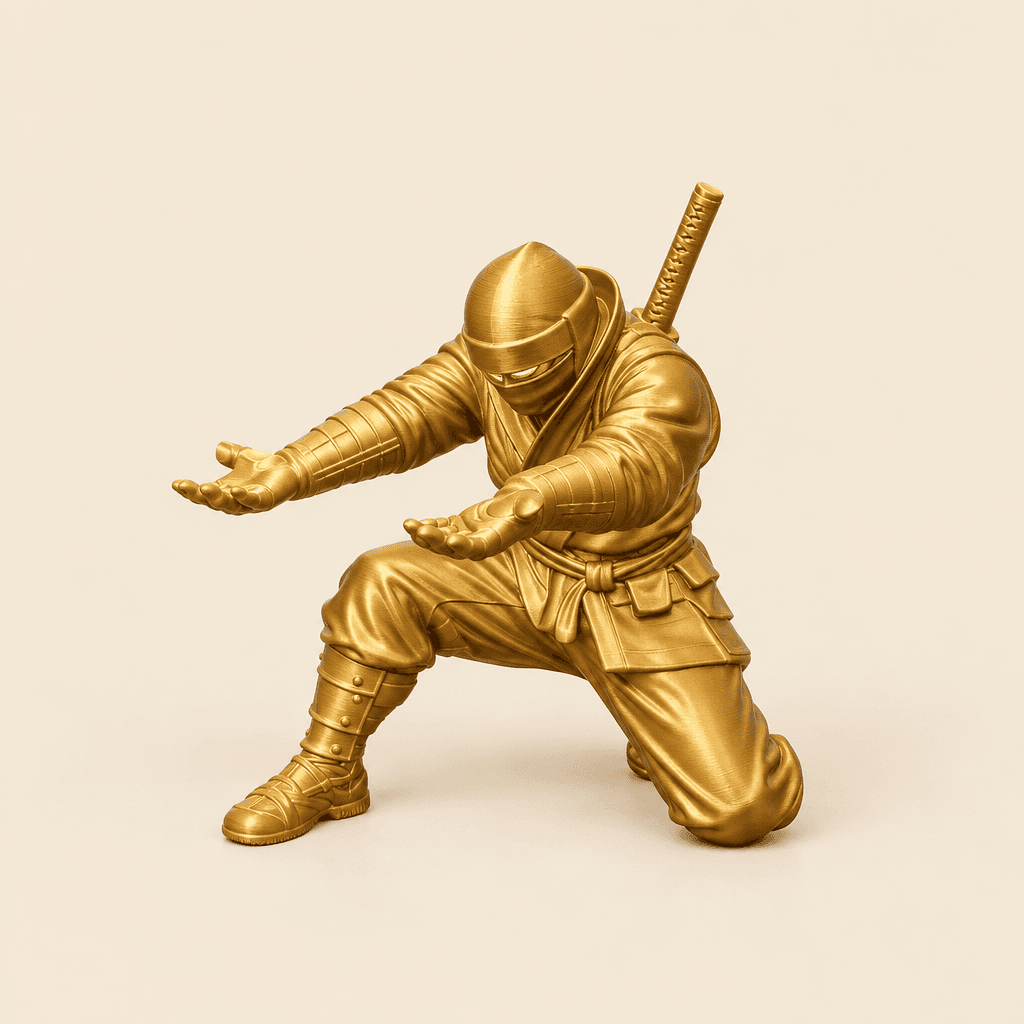 Porta-Canetas Ninja Estatueta Decorativa — Dourado